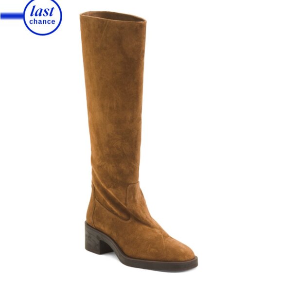 STUART WEITZMAN Coffee Made In Spain Suede Kaia Knee High Boots - Picture 1 of 2